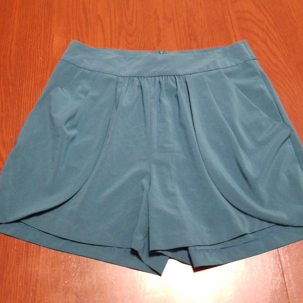Madelynn high waist teal dress shorts C211:4:518